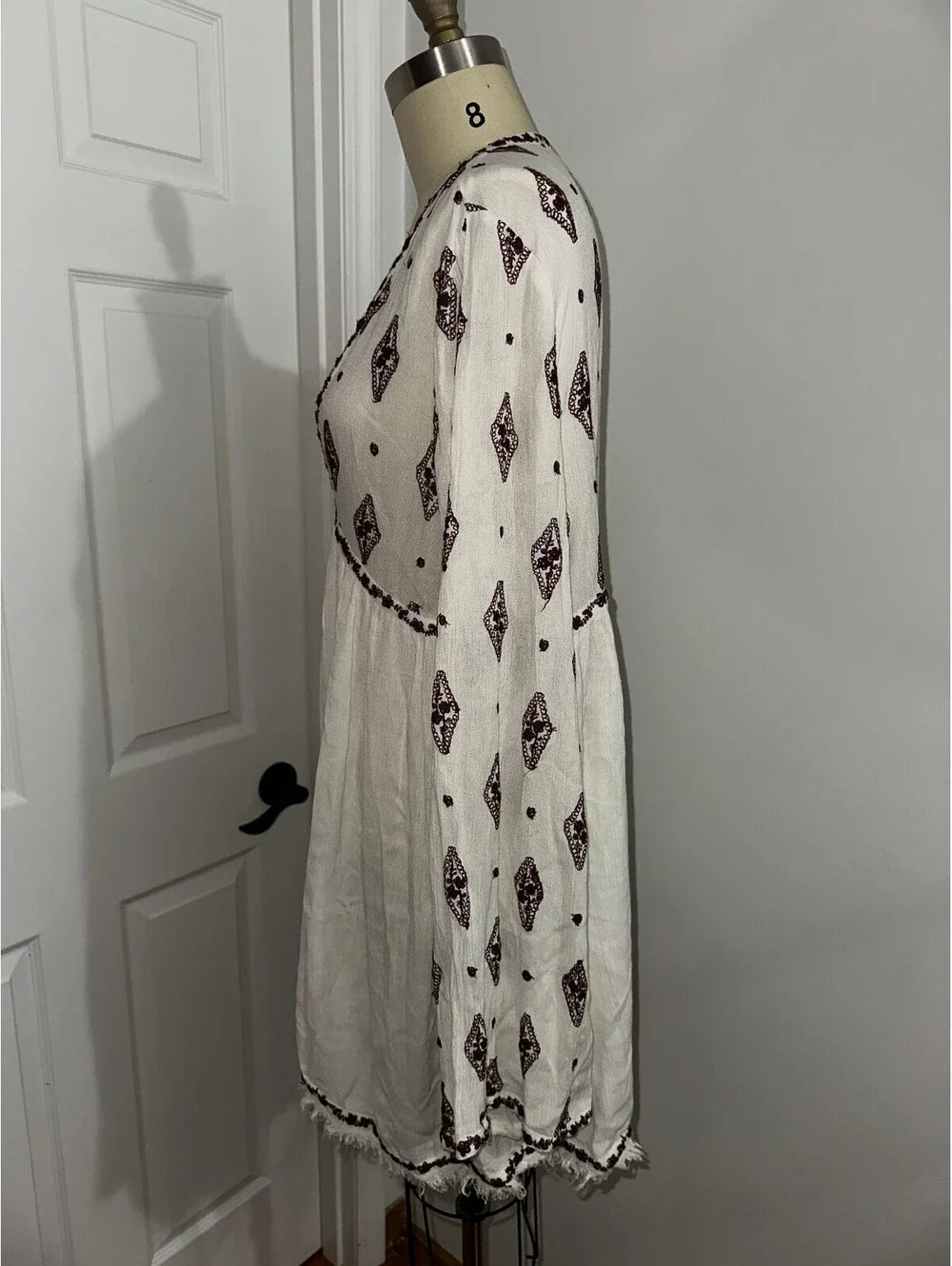 Free People White Boho Y2K Festival Dress Size L/G